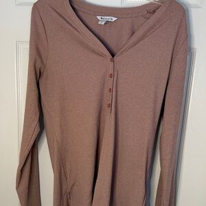 Athleta Uptempo Ribbed Long Sleeve Henley Top - Size Large
